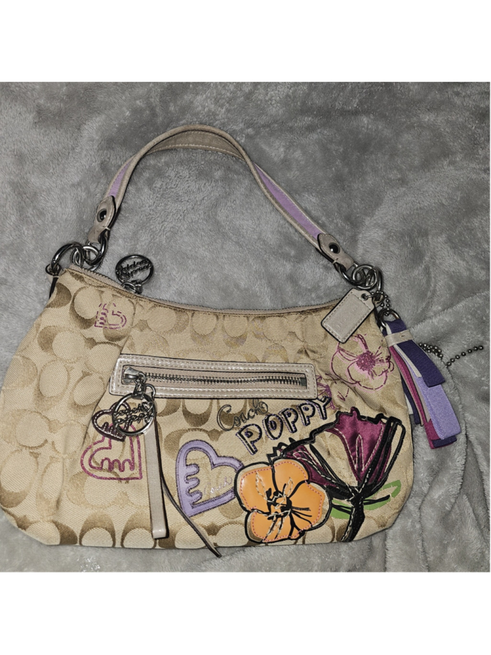 Vintage Coach Poppy Shoulder Bag One Size Beige Purple